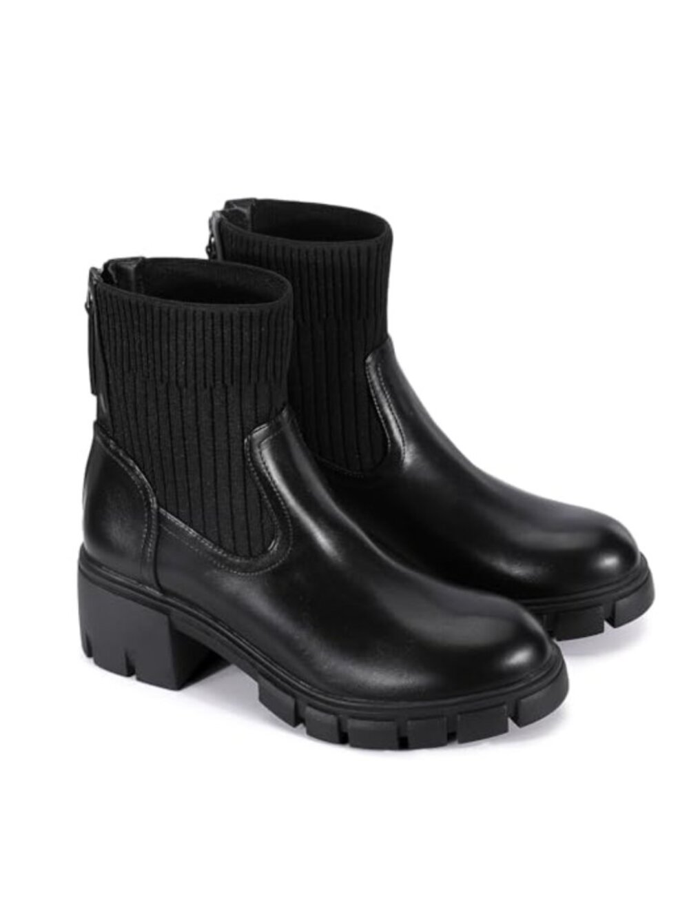 Women's Platform Chelsea Ankle Boots Chunky Heel Mid Calf Booties